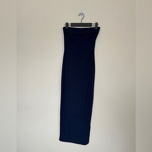 Elegant Navy Blue Midi Dress with side slit
